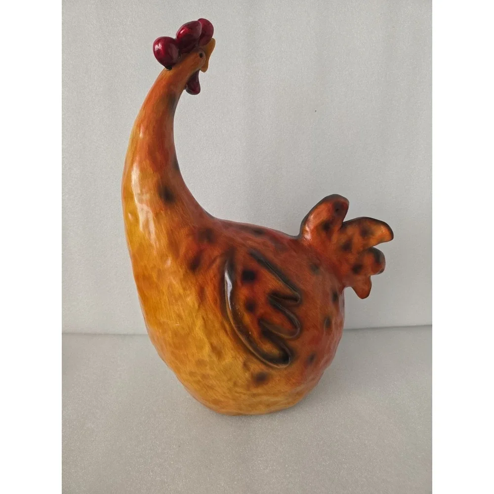 VTG EXQUISITE FUNNY ITALIAN CHICKEN HEN ROOSTER RESIN FIGURE LARGE 16.5